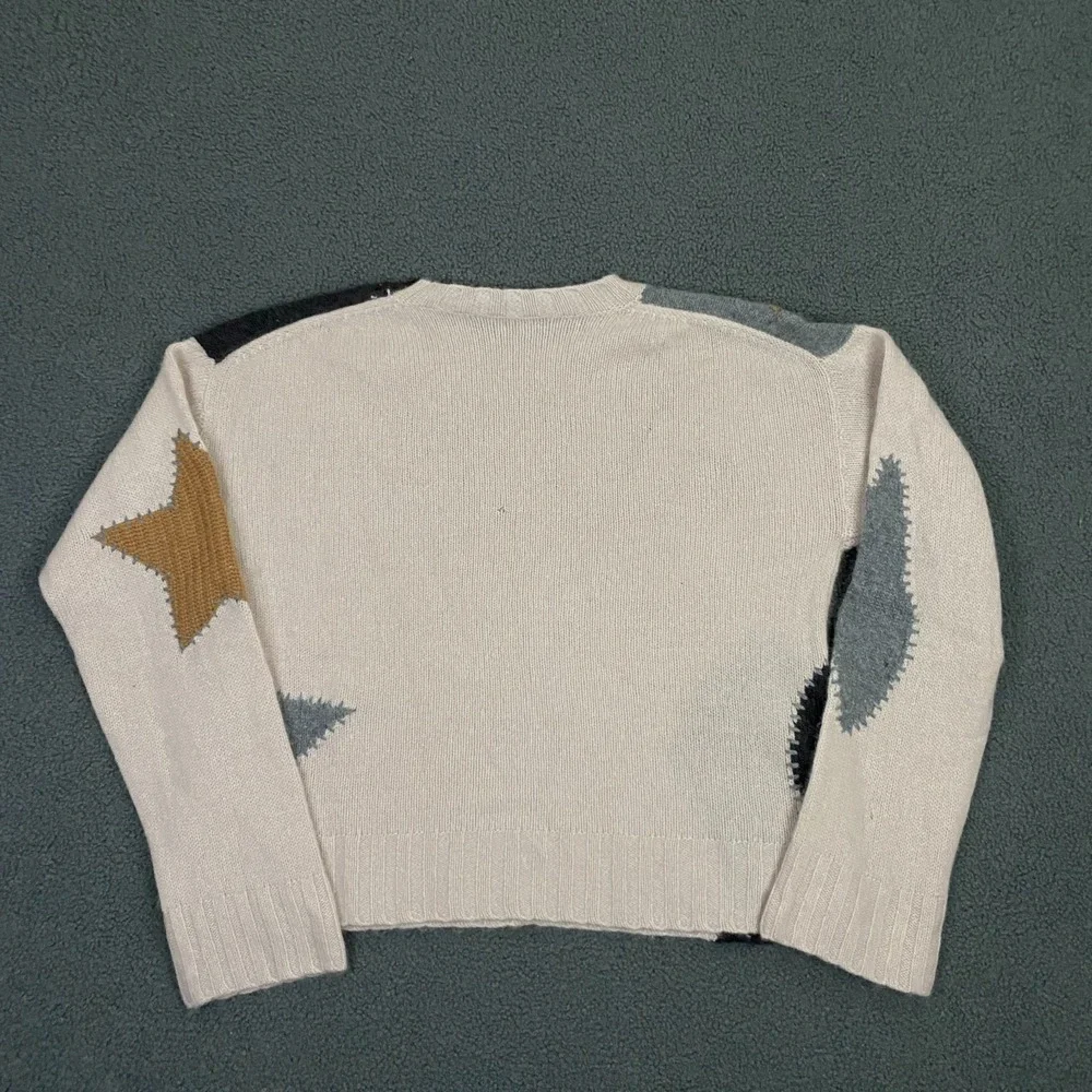 360 Cashmere Sweater Womens Small Patchwork Stitched Star Cropper Knit